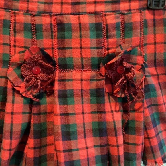 Upcycled vintage Orvis red plaid pleated mini skirt/net crinoline pockets Sz Med - Picture 9 of 14